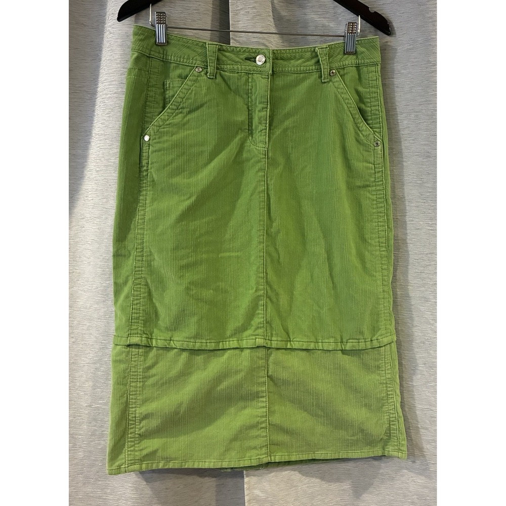 Vintage 90s Faded Glory Lime Green Corduroy Midi Pencil Skirt Y2K Festival 8